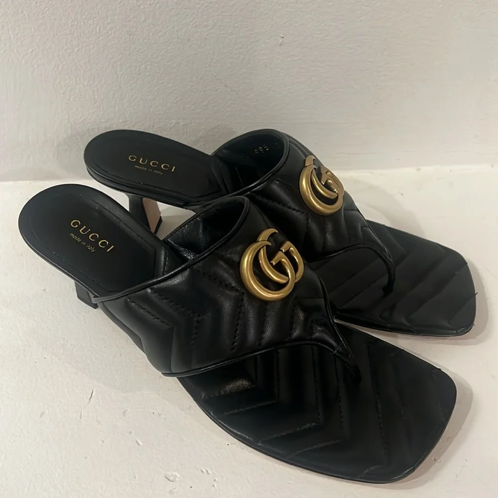 Black quilted thong sandals from Gucci size 40 NEW without the box - Picture 3 of 11